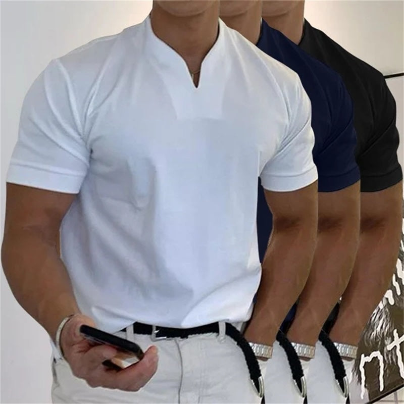 Herre T Shirt V-Hals Sporty Casual 8