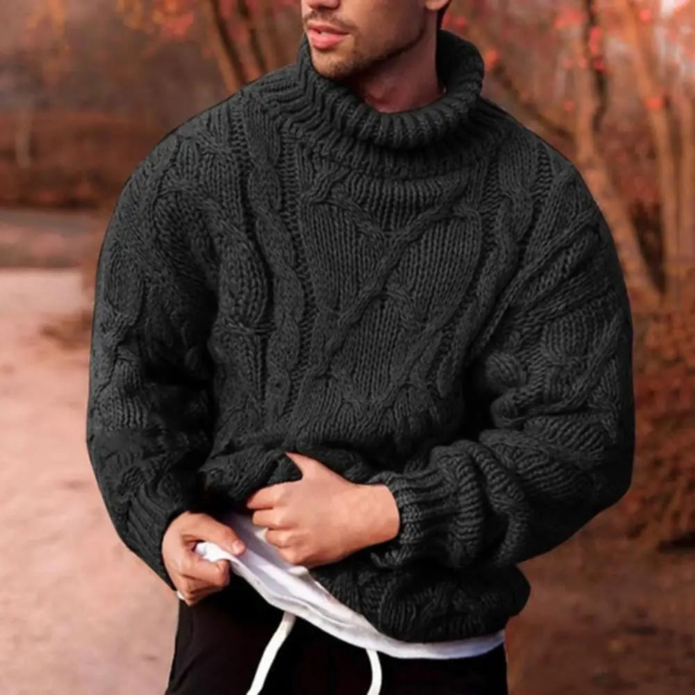 Herre Turtleneck Jumper Flätet Design 1