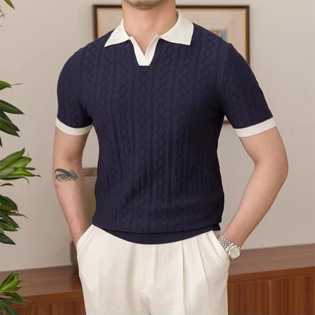 Herre V-hals Polo T-shirt Afslappet Stil 2