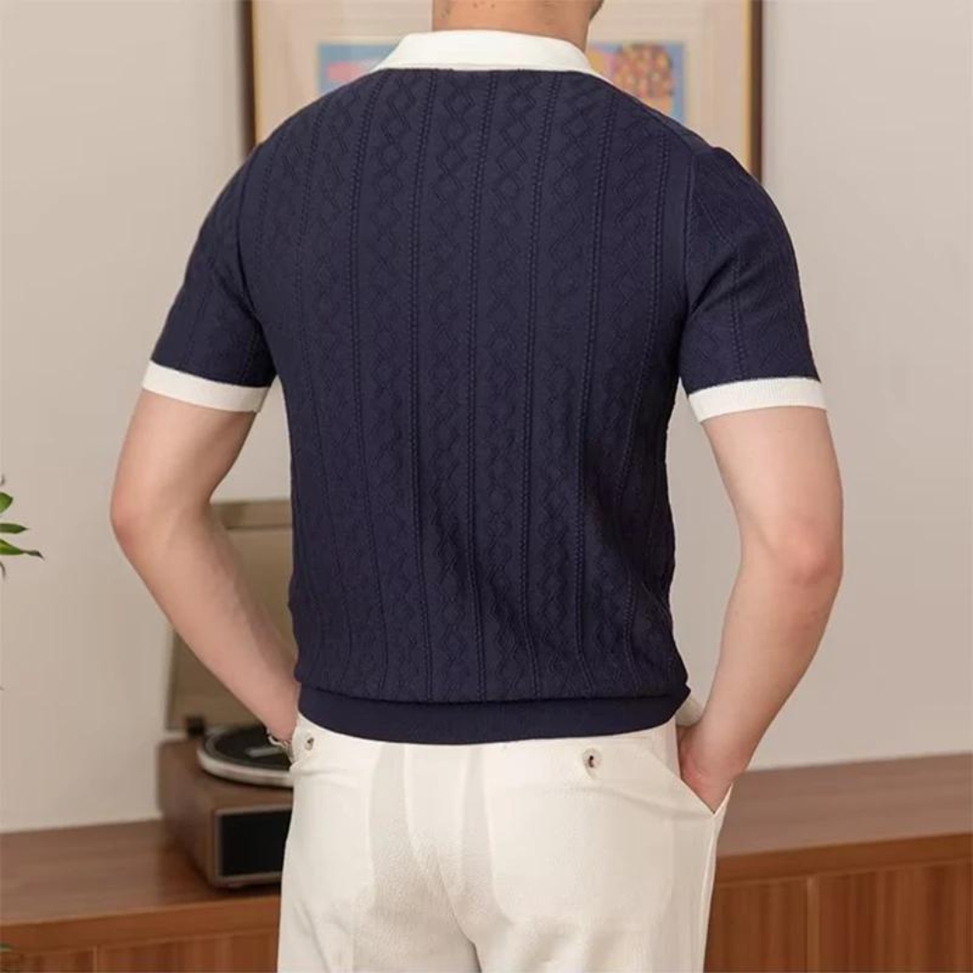 Herre V-hals Polo T-shirt Afslappet Stil 3