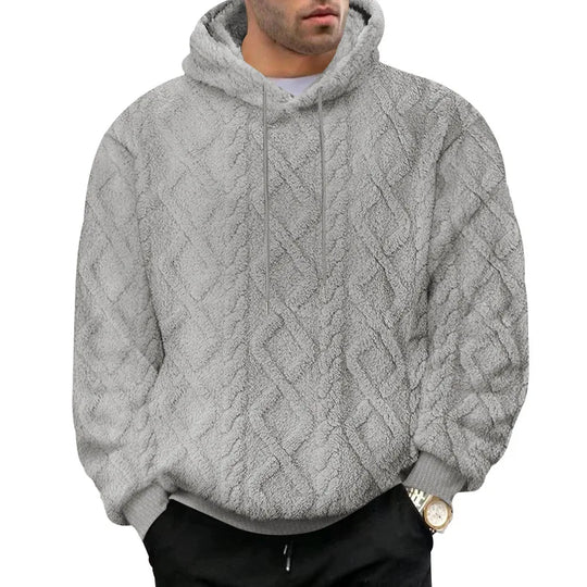 Herre Vinterjakke Pullover Jakke med Hætte i Blødt Fløjl Jacquard 2