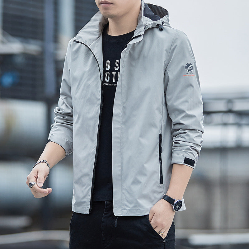 Herre Vinterjakke Vandafvisende Casual Windbreaker med Aftagelig Hætte 2