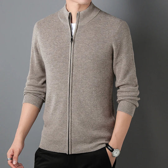 Herre Zip-Cardigan med Ståkrave 1