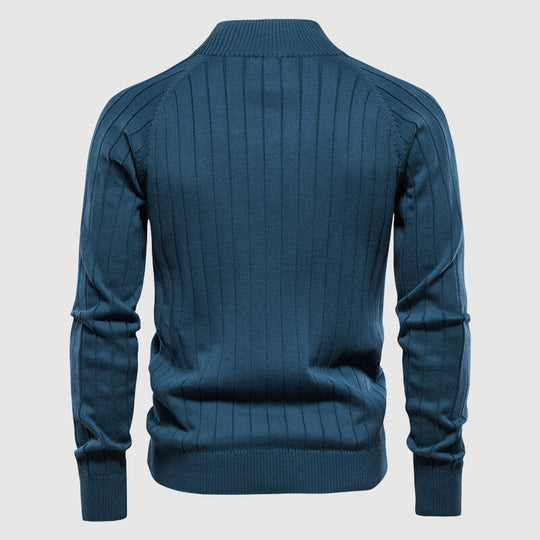 Herre Zip-Up Cardigan med Ribbet Design 5