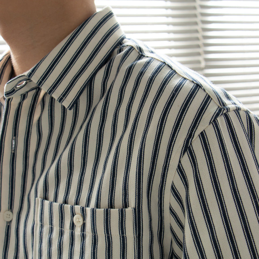 Herren Langærmet Skjorte Stribet Casual 2
