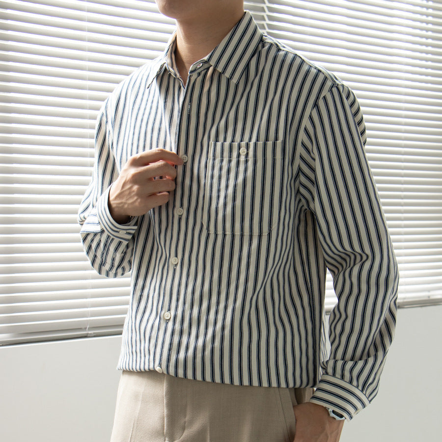 Herren Langærmet Skjorte Stribet Casual 4