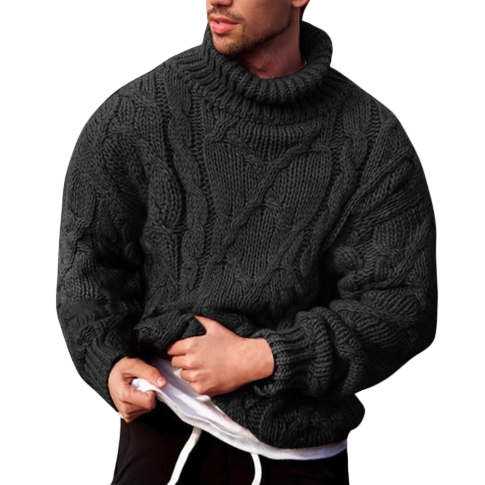 Herresweater med Rullekrave og Kabelstrik 0