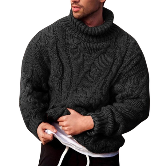 Herresweater med Rullekrave og Kabelstrik 0