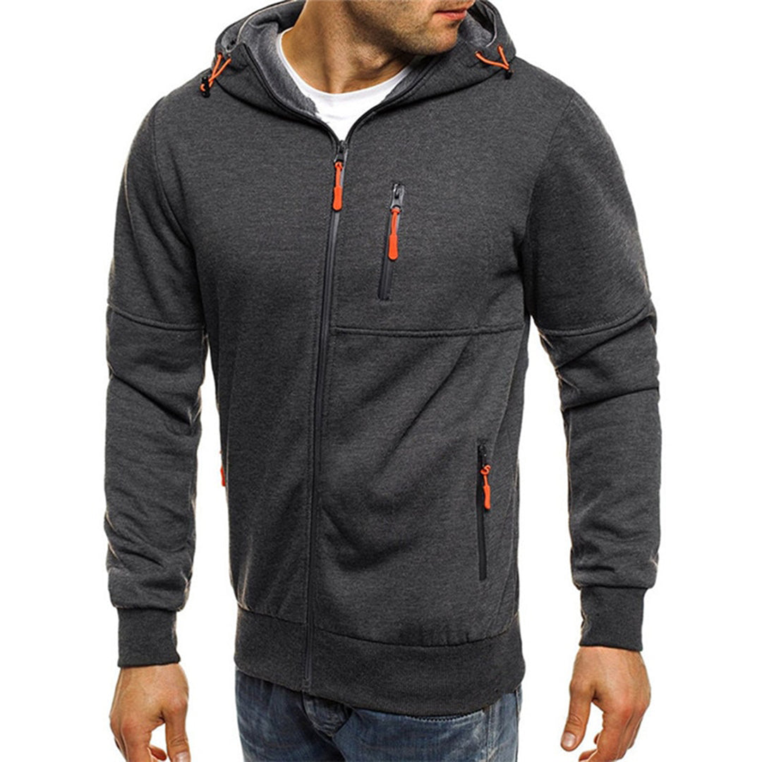 Herresweater med lynlås og hætte 1