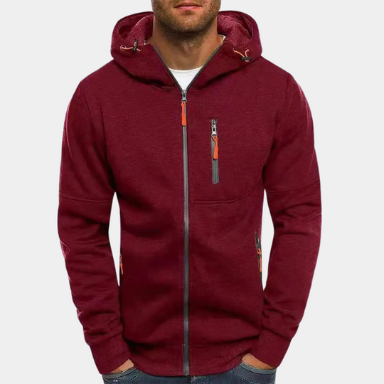 Herresweater med lynlås og hætte 11