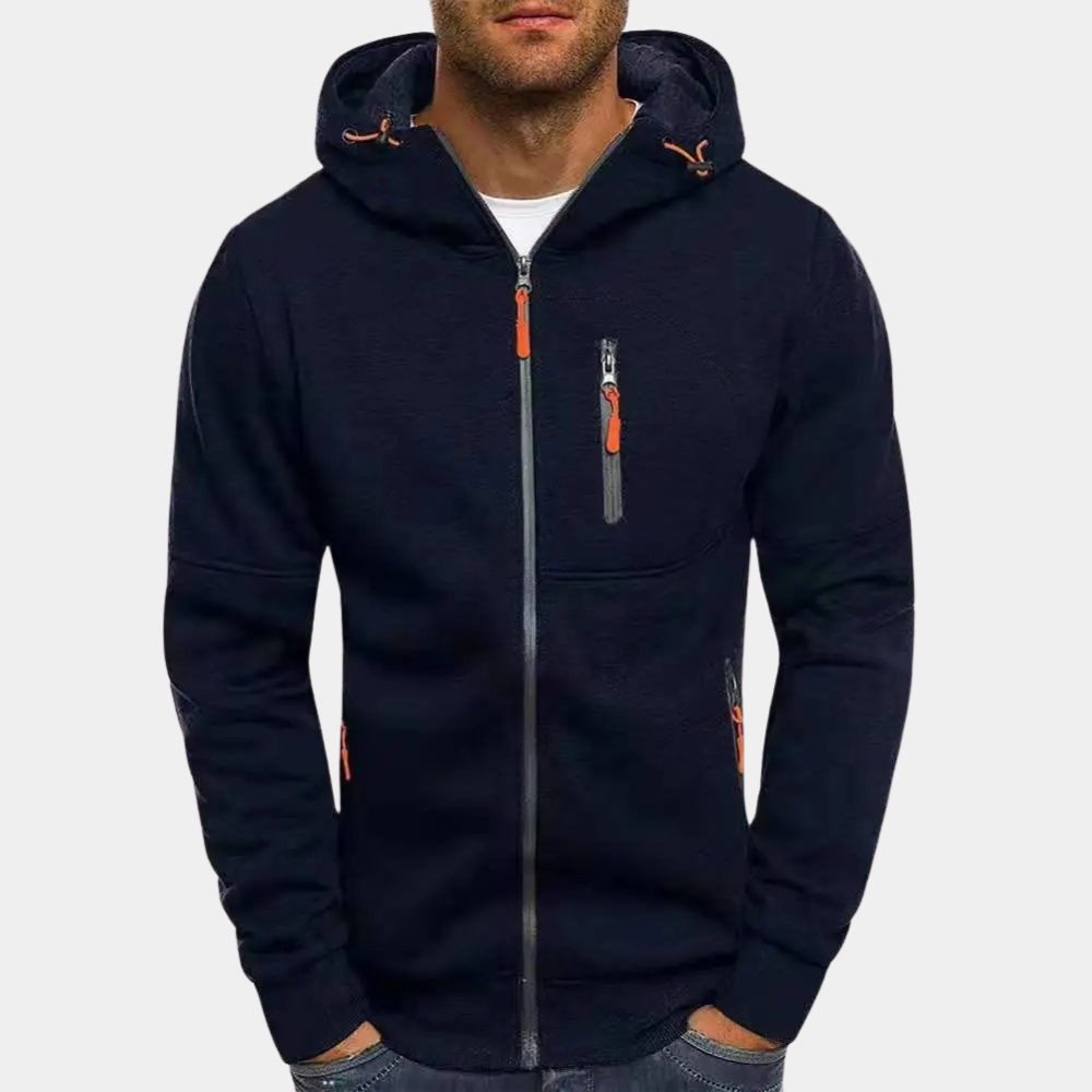 Herresweater med lynlås og hætte 12