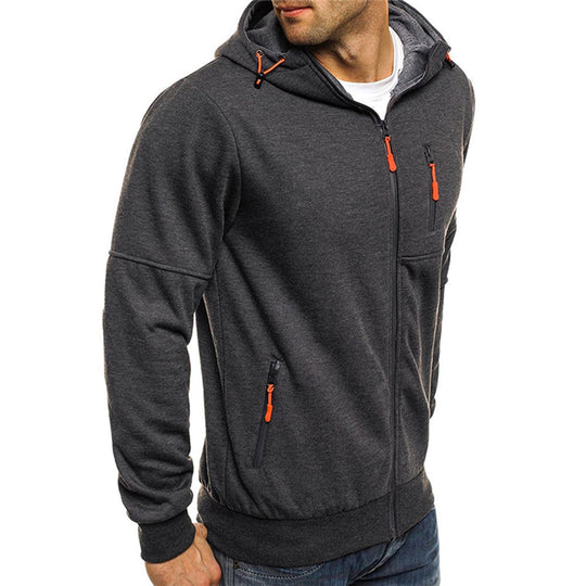 Herresweater med lynlås og hætte 2