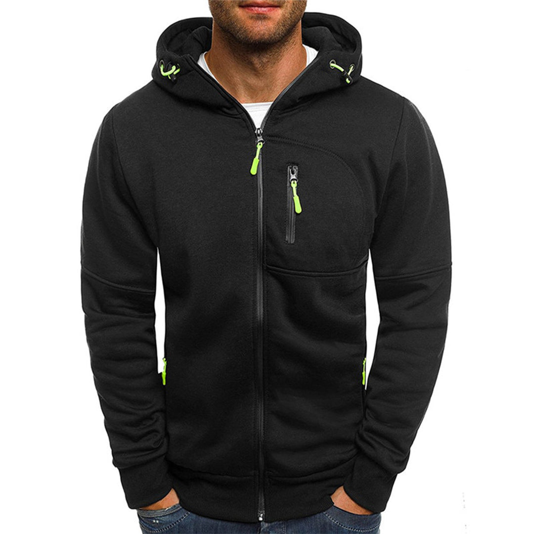 Herresweater med lynlås og hætte 4