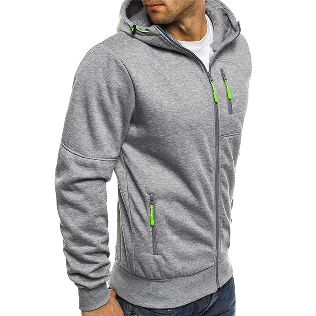 Herresweater med lynlås og hætte 8