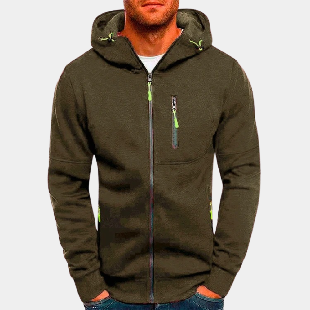 Herresweater med lynlås og hætte 9