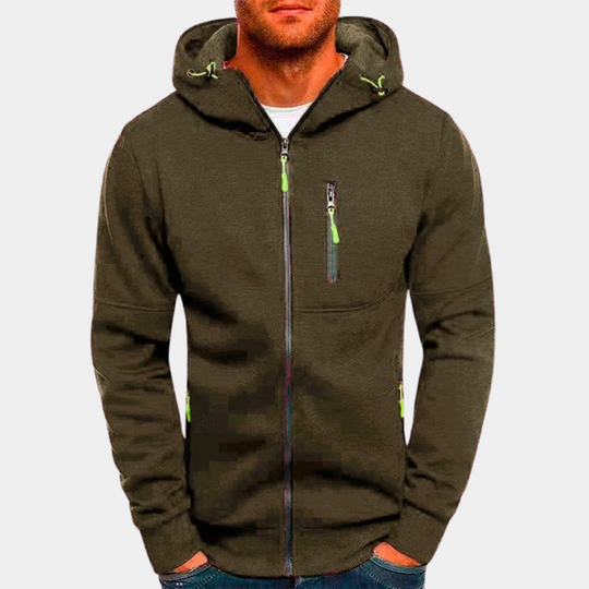 Herresweater med lynlås og hætte 9