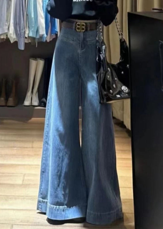 Højtaljede Bukser Dame med Brede Ben Trendy Stil 2