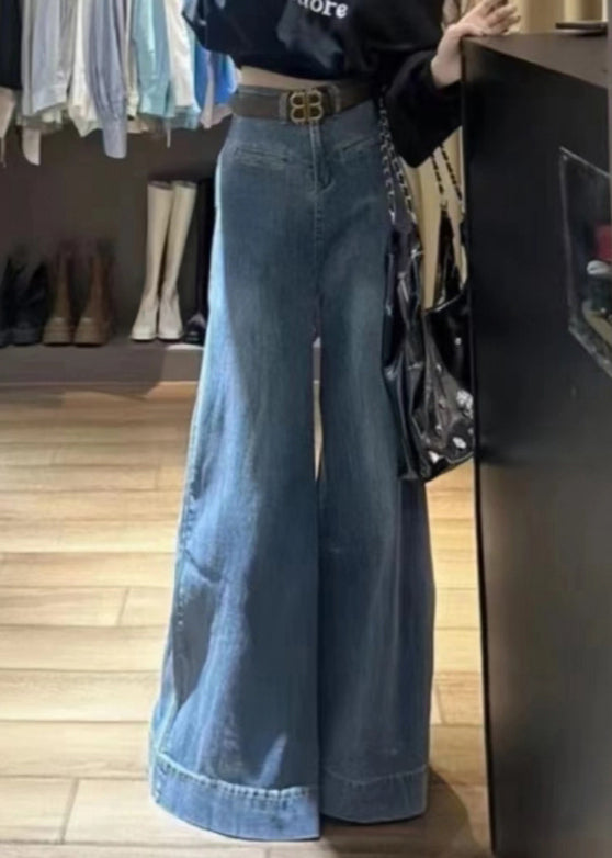 Højtaljede Bukser Dame med Brede Ben Trendy Stil 4