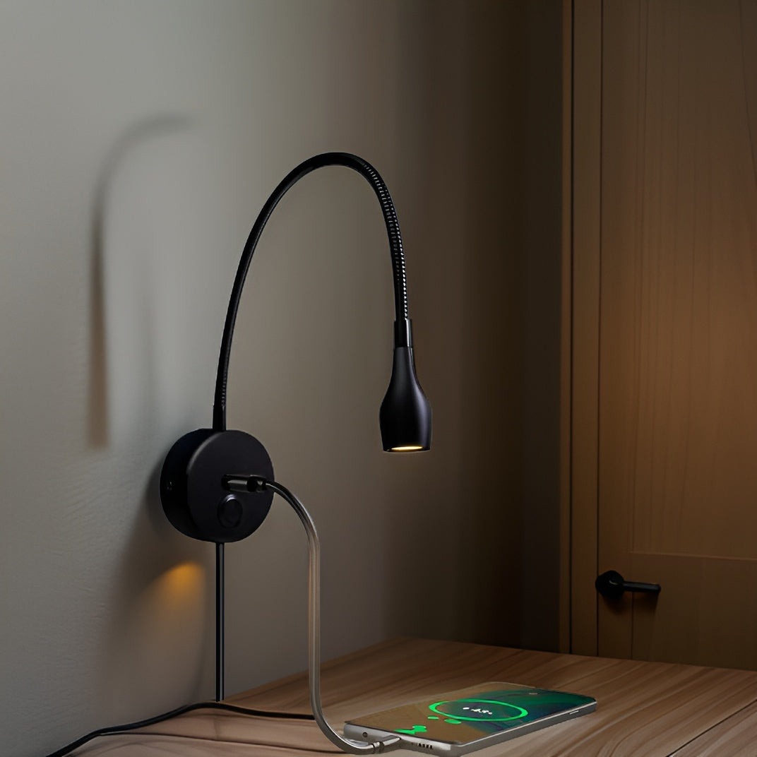 Justerbar LED Læselampe til Bog med USB-Opladningsport og Fleksibel Hals 3