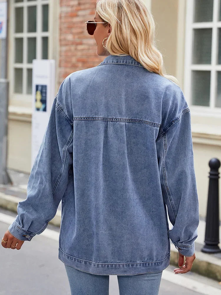 Kvindernes Denimjakke Overdimensioneret Stil 2