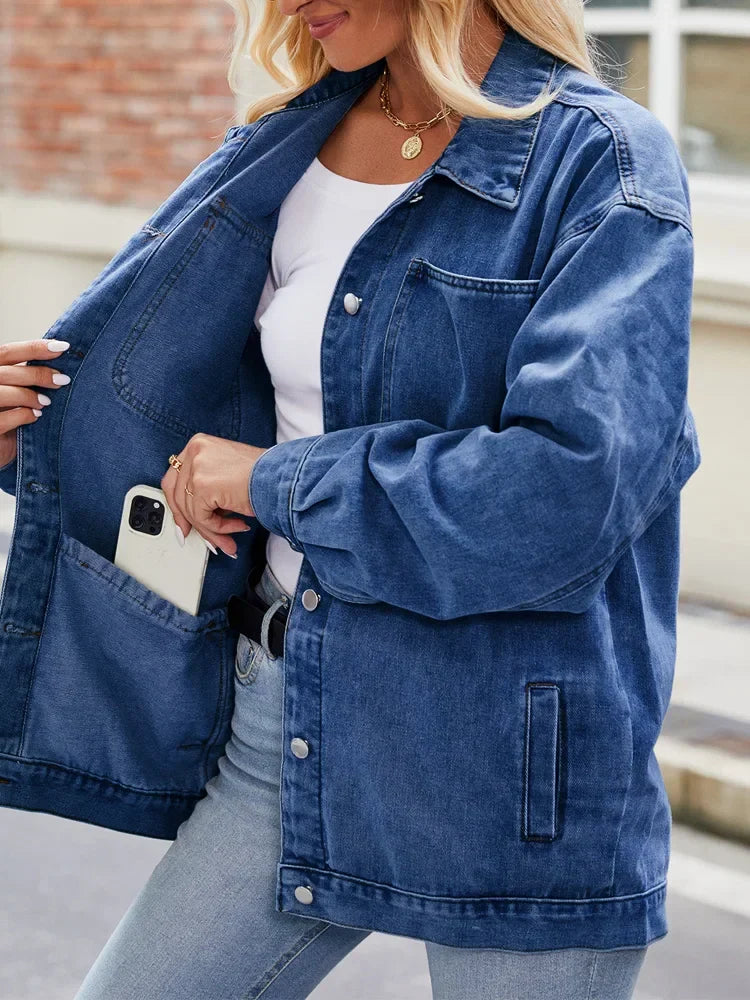 Kvindernes Denimjakke Overdimensioneret Stil 3
