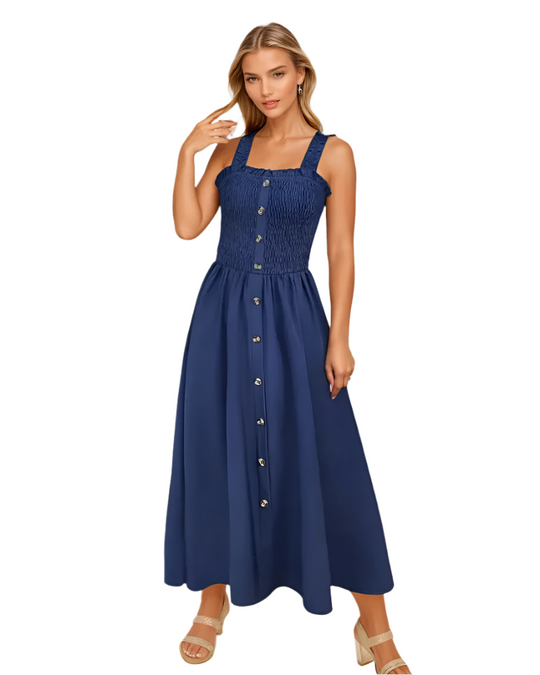 Kvinders A-Line Maxi Kjole Med Shirret Bodice 0