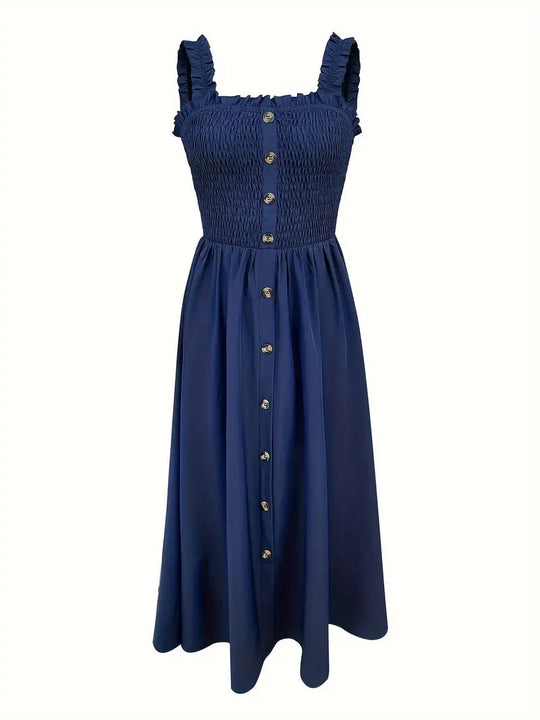 Kvinders A-Line Maxi Kjole Med Shirret Bodice 2
