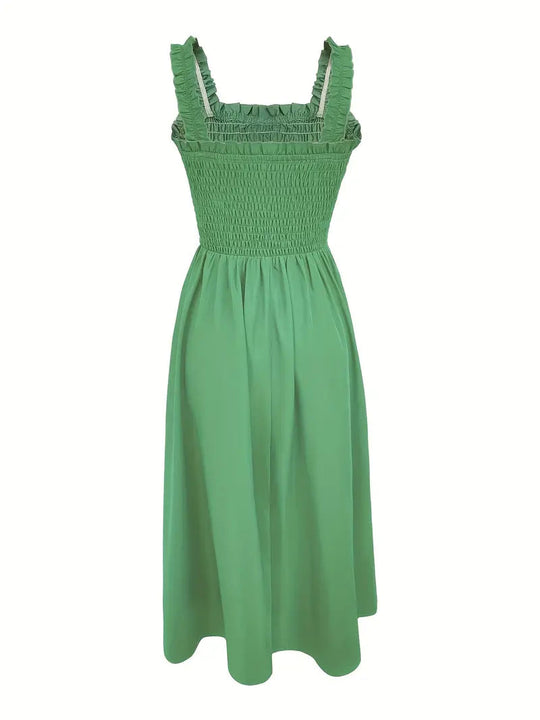 Kvinders A-Line Maxi Kjole Med Shirret Bodice 7