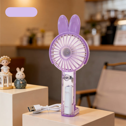 Kvinders Bærbar Håndventilator med Sprayfunktion og LED Lys 7
