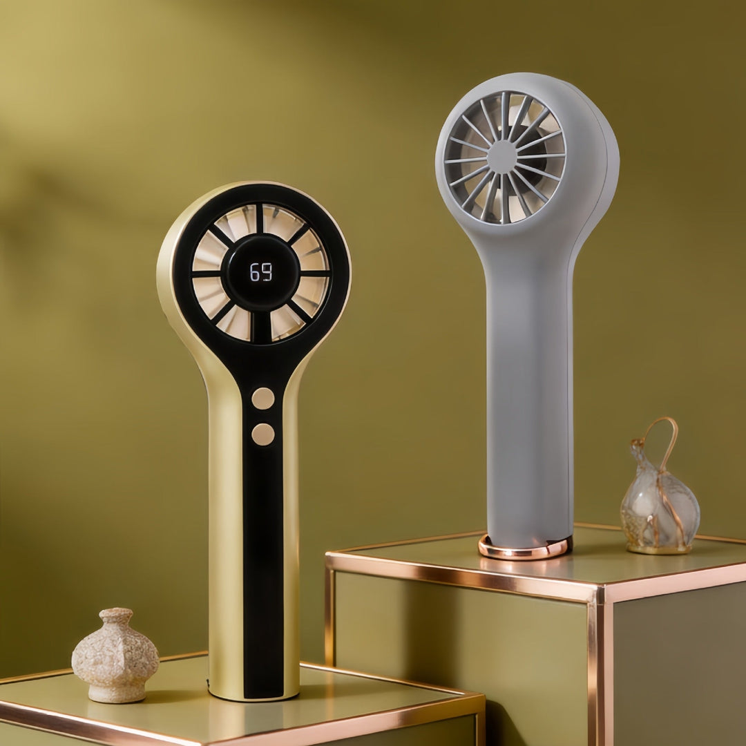 Kvinders Bærbare Mini Håndventilator med LCD Display - Trendy Design og USB-Opladning 3