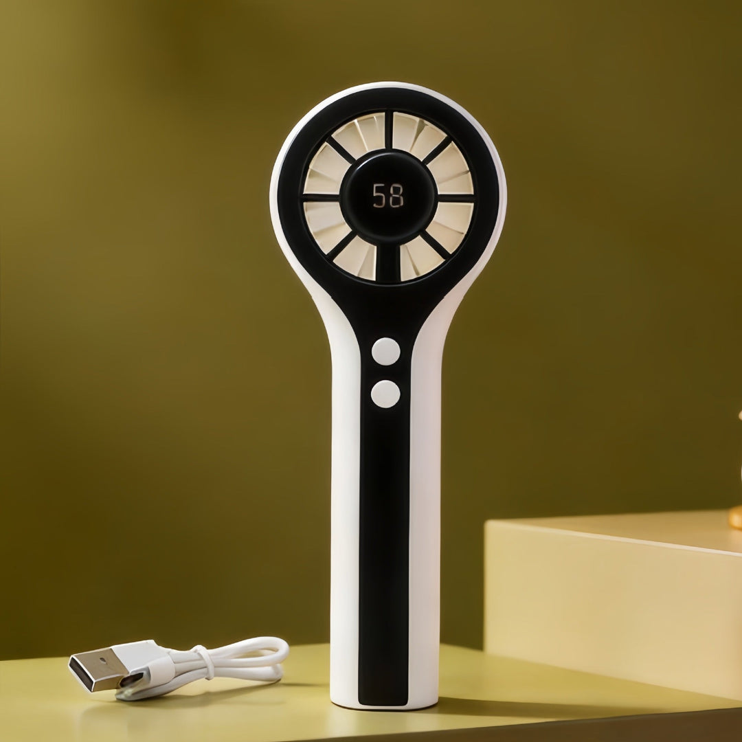 Kvinders Bærbare Mini Håndventilator med LCD Display - Trendy Design og USB-Opladning 5
