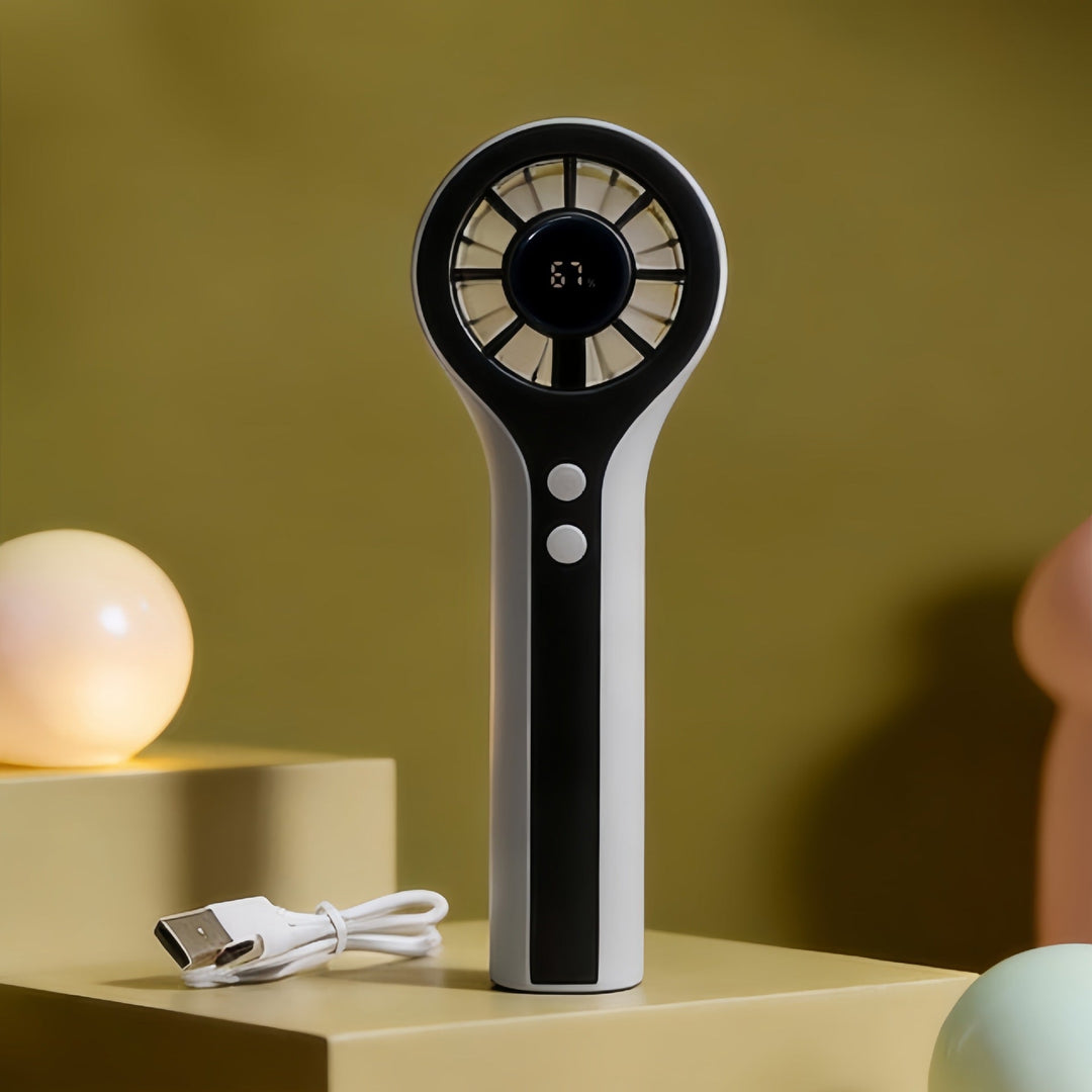 Kvinders Bærbare Mini Håndventilator med LCD Display - Trendy Design og USB-Opladning 6