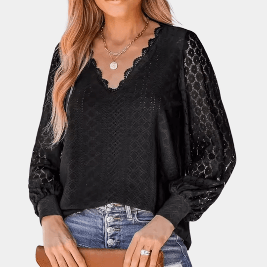 Kvinders Bluse i Lace med V-udskæring 3