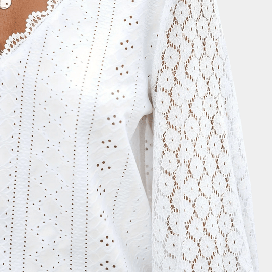 Kvinders Bluse i Lace med V-udskæring 7