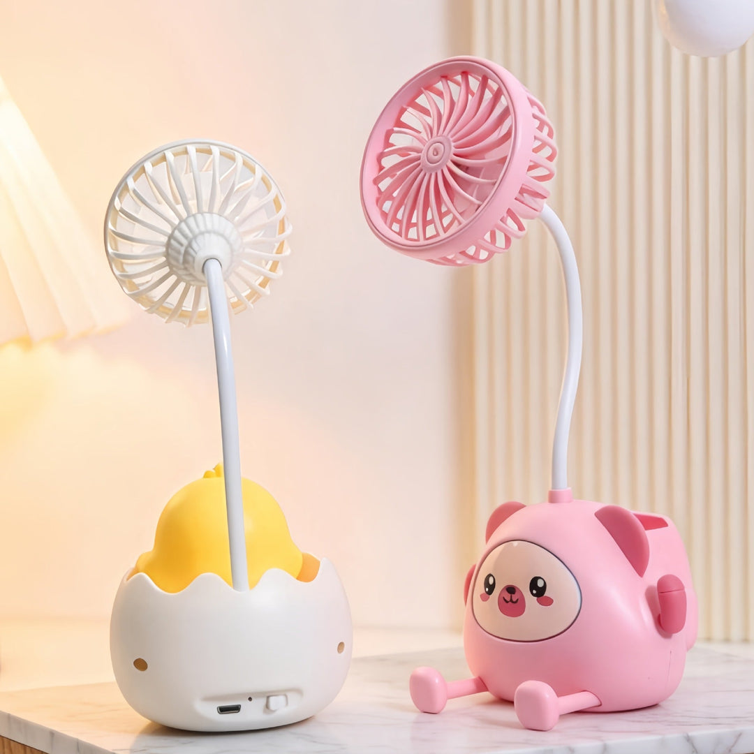 Kvinders Bordlampe med Mini Ventilator Justerbar Belysning 4
