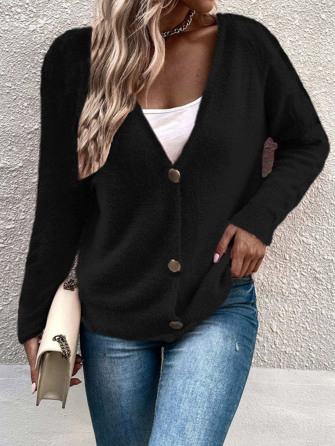 Kvinders Cardigan V-Neck Knappet 5