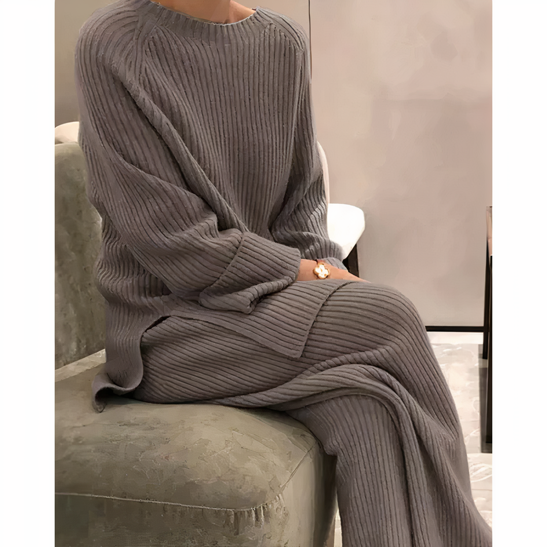 Kvinders Casual Sæt Striktrøje og Bukser Løstsiddende Minimalistisk 2