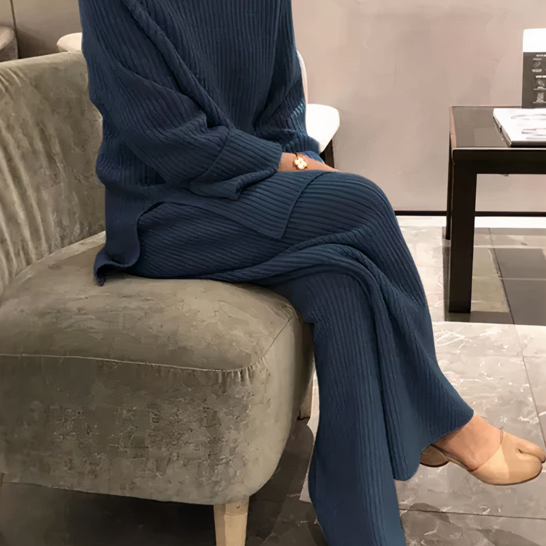 Kvinders Casual Sæt Striktrøje og Bukser Løstsiddende Minimalistisk 3