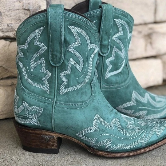 Kvinders Cowboy Ankelstøvler Med Broderi 3