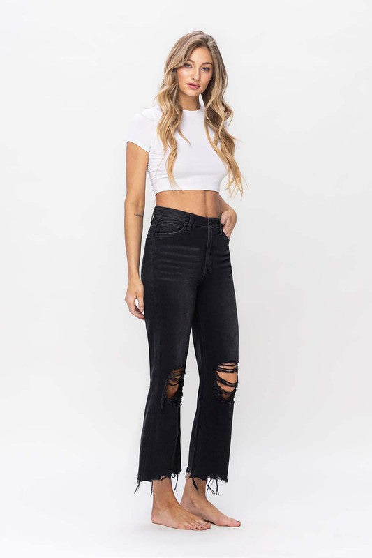 Kvinders Crop Flare Jeans Vintage 90'er Stil 100% Bomuld 2