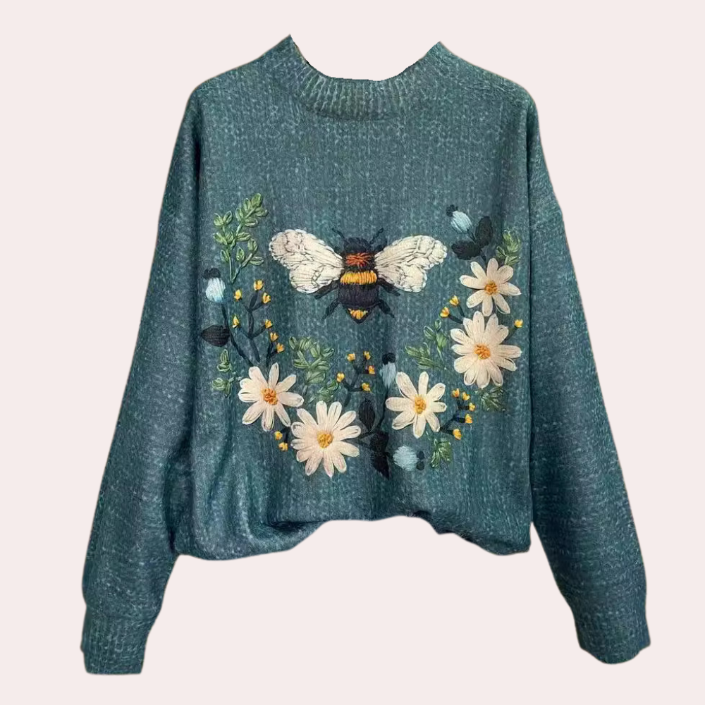Kvinders Damesweater med Blomsterdesign 3