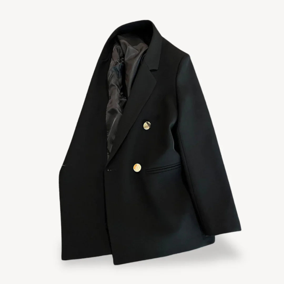 Kvinders Dobbeltradet Blazer Med Guldfarvede Knapper 3