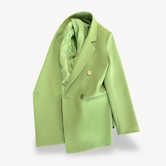 Kvinders Dobbeltradet Blazer Med Guldfarvede Knapper 4