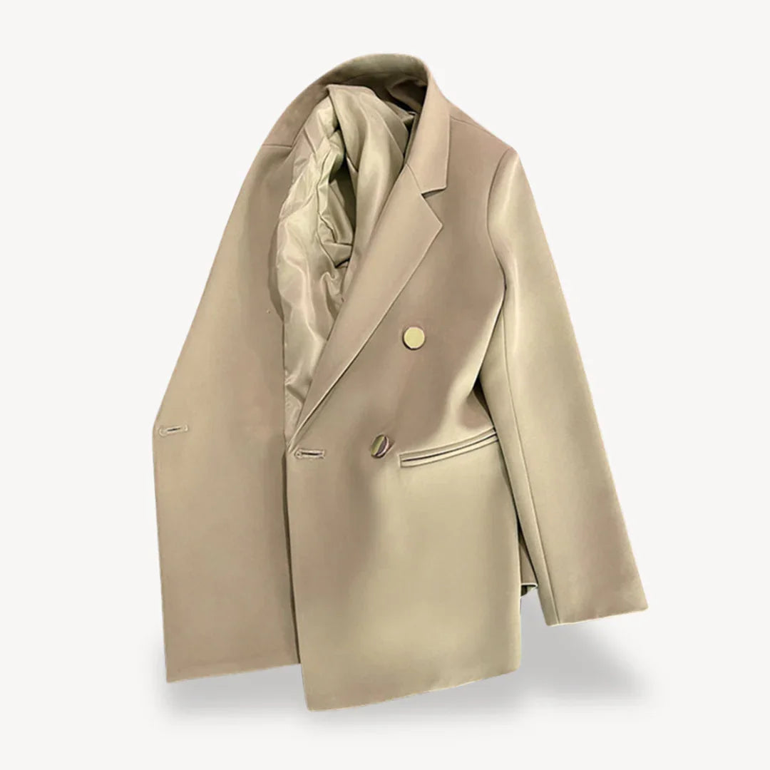 Kvinders Dobbeltradet Blazer Med Guldfarvede Knapper 5