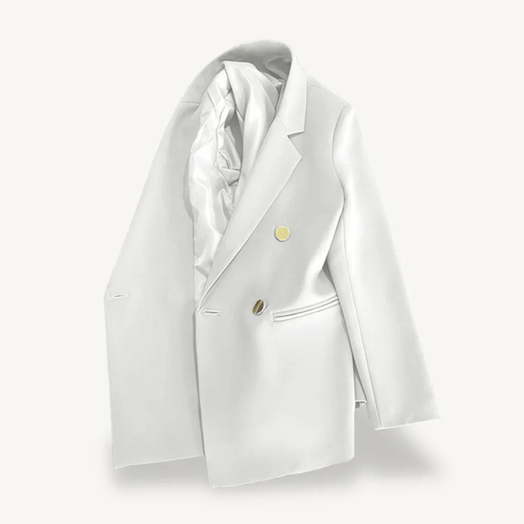 Kvinders Dobbeltradet Blazer Med Guldfarvede Knapper 8