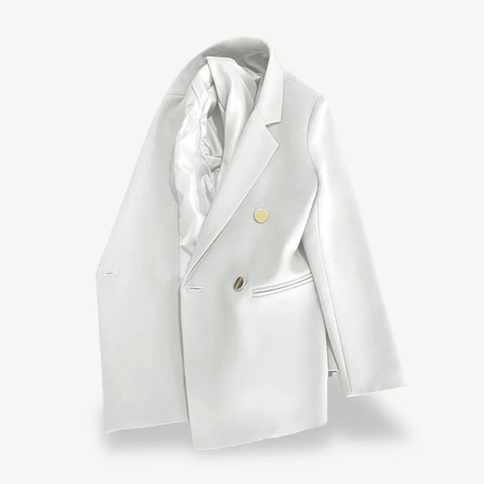 Kvinders Dobbeltradet Blazer Med Guldfarvede Knapper 8