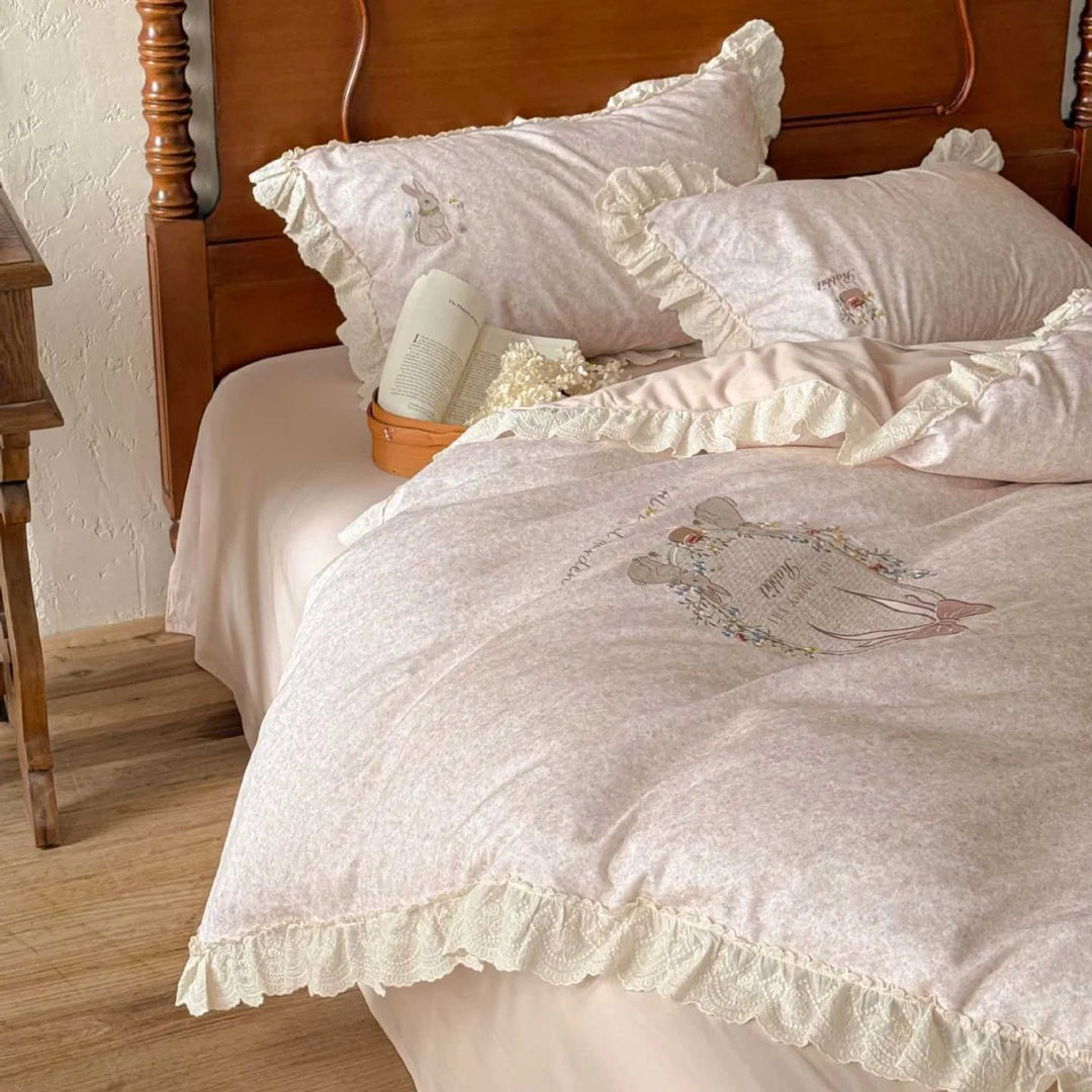 Kvinders Dynebetræk Vintage Stil Broderet Blomsterprint 3