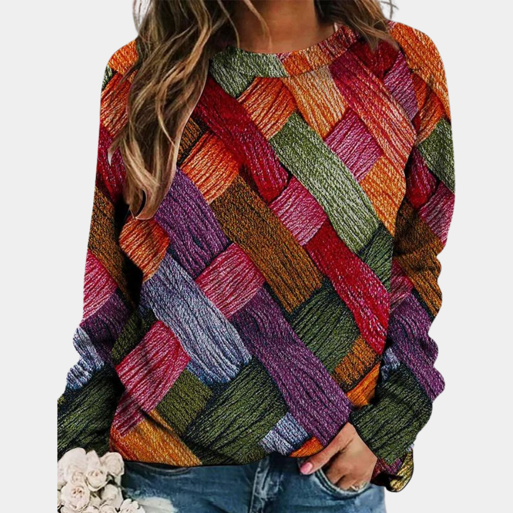 Kvinders Farverige Sweater med Løs Pasform 4
