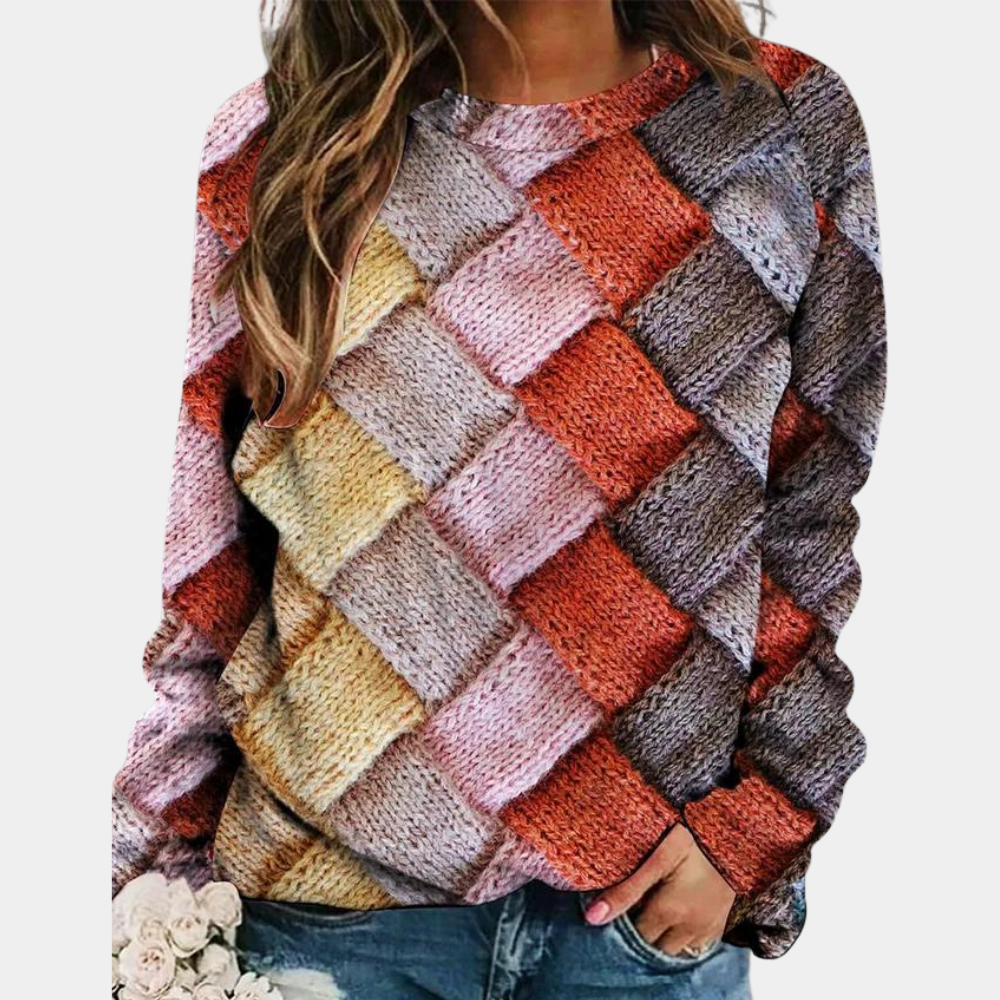Kvinders Farverige Sweater med Løs Pasform 5