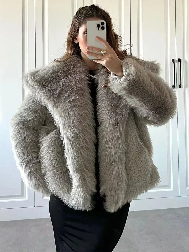 Kvinders Faux Pelsjakke Med Åben Front 4